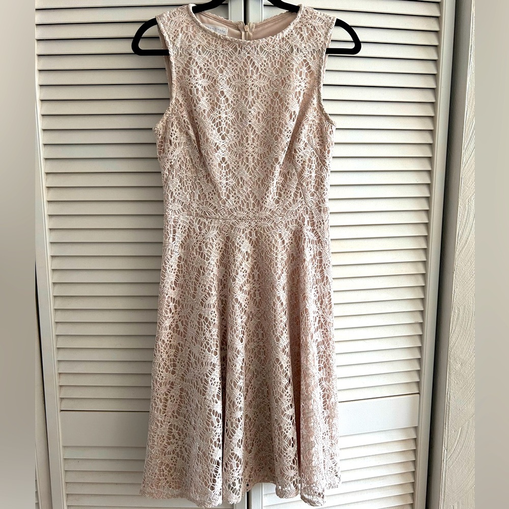 Size 4 Cream Color London Times Lace Dress